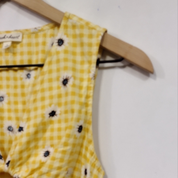 Derek Heart Cutout Tiered Dress Women's S Yellow Retro 90s Y2K Cottagecore Beach - Picture 3 of 8